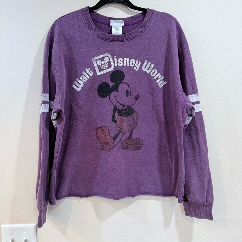 🔥Disney Purple Mickey Mouse Long-Sleeve Top Size XL EC🔥